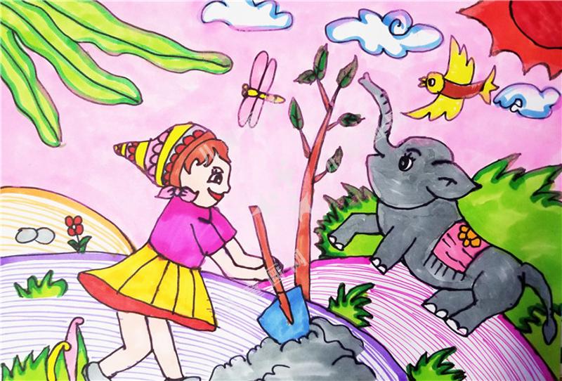 我和小象一起来植树