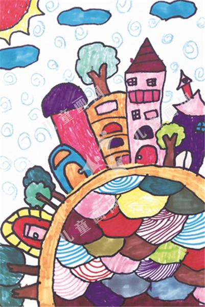 彩色波浪小房子