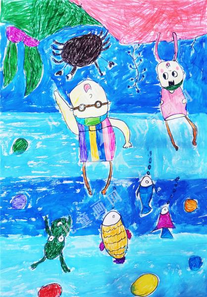 和爸爸一起游泳