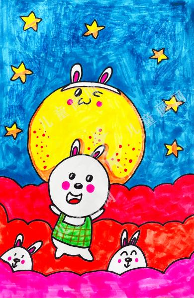 小兔赏月