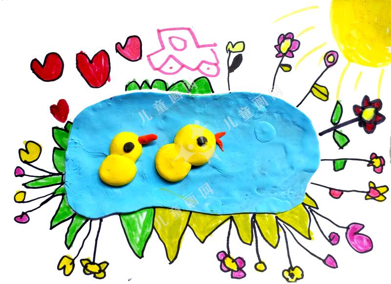 池塘里的小鸭子