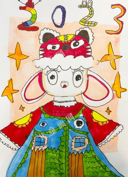 过新年的小女孩