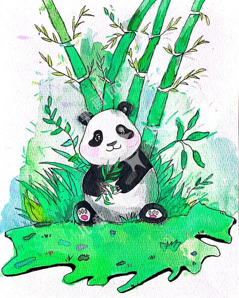 熊猫竹林画