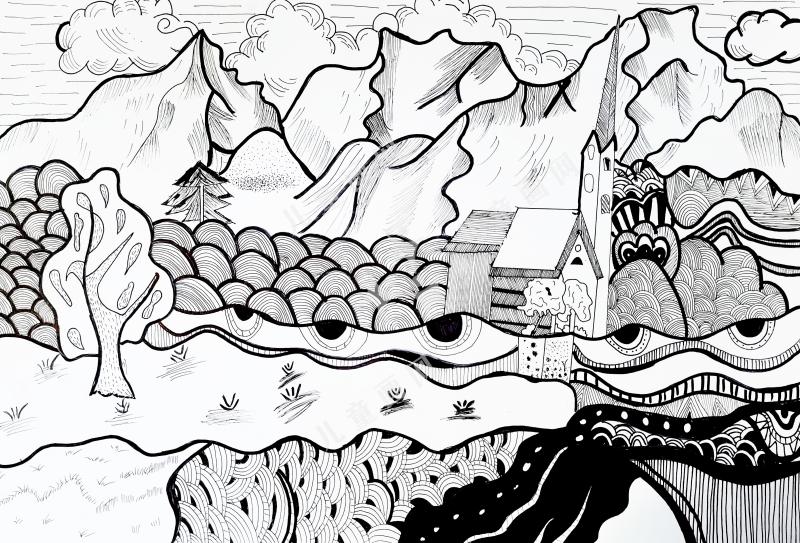 风景黑白装饰画