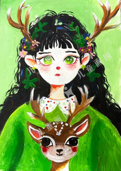 少女与小鹿
