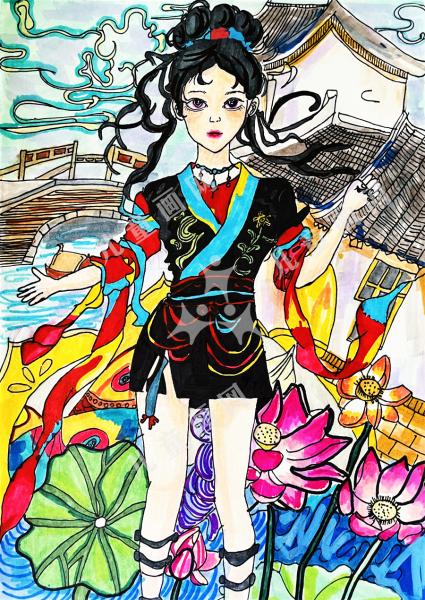 画里的非遗·苗族姑娘
